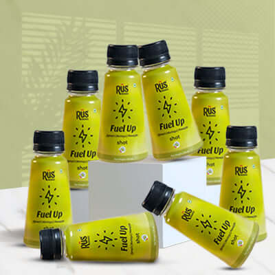 Fuel your day with&nbsp;a potent mix of spinach, pineapple, and moringa – the ultimate superfood blend for sustained energy and vitality! Spinach delivers iron and essential nutrients, pineapple packs a punch of Vitamin C for immunity and digestion, and moringa, the miracle tree, offers a wealth of antioxidants and protein for full-body wellness.

Whether you need a morning boost or an afternoon recharge, Fuel Up is your go-to shot for clean, natural energy. Stay powered up and feel your best with this gree