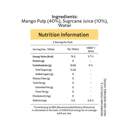 Organic Mango Juice | Pack of 2 x 1 L