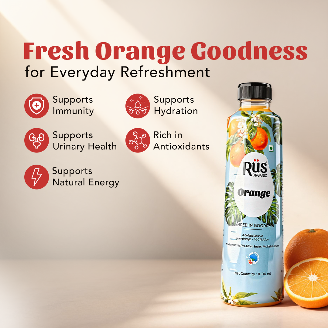 Rus Organic Orange Juice | Pack of 2 x 1L