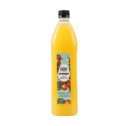 Bottle of Rus Organic Fresh Orange Juice – cold-pressed, refreshing, and 100% natural